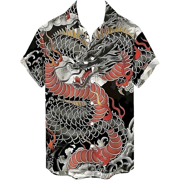 Amazon.co.jp: 【syatu030-XL】 龍柄 和柄 アロハシャツ 半袖